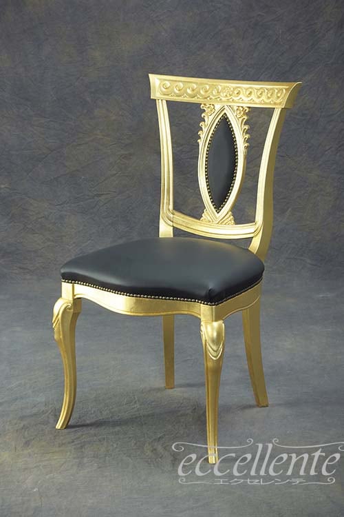 TV-5440 イタリア製 ダイニングチェア　パッシオーニ　ゴールドリーフ／革　ブラック Dining chair Passioni Gold Leaf/Black Leather