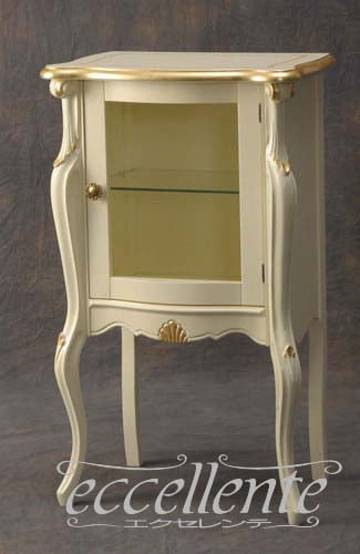 TV-ST5458TR イタリア製 1グラスドアキャビネット　パッシオーニ　アイボリー+ゴールドリーフ  1 door glass cabinet Passioni Low/Ivory color with gold leaf