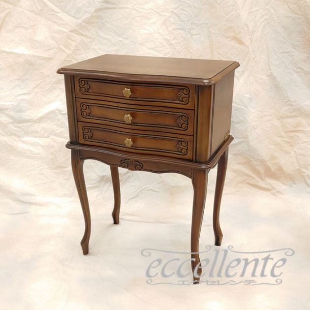 イタリア製 3段ナイトチェスト ウォールナット|3 drawer night chest/Walnut Finish|TV-6209N