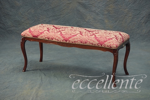 イタリア製 2シートベンチ Sonia ウォールナット仕上げ／レッド ｜2 Seat bench Sonia Walnut Finish / Red｜GP-223F2R