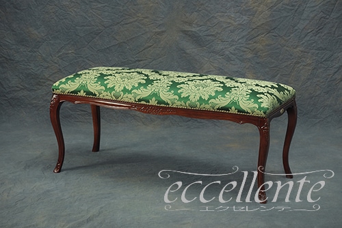 イタリア製 2シートベンチ Sonia ウォールナット仕上げ／グリーン   ｜2 Seat bench Sonia Walnut Finish / Green｜GP-223G