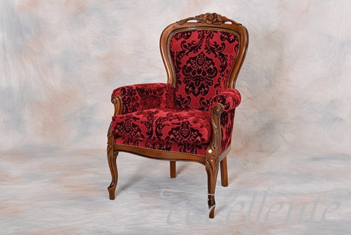 イタリア製 アームチェア ナターシャ ウォールナット／HAZEL レッド｜GP-542/AF3R