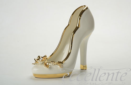 CB-137BO イタリア製 ホワイト シュー Gold Flowers ＆Crystal<br>White shoe Gold Flowers ＆Crystal 