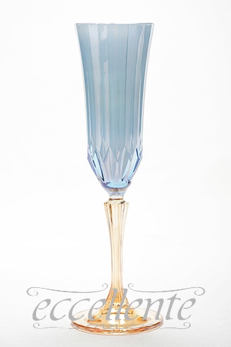 CA-107076BL イタリア製 フルートグラス　ブルー・アンバー<br> Flute glass / Blue&Amber