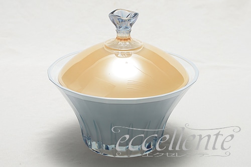 CA-BOXM17BL イタリア製 キャンディボックスM　ブルー・アンバー<br> Flute glass / Blue&Amber