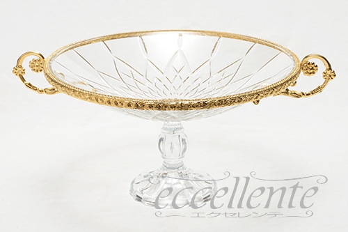 CA-CT11476C イタリア製 メタル付コンポート　クリアー<br> Compote with metal decoration / Clear