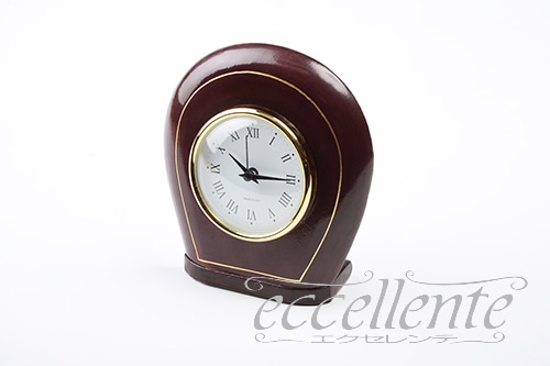 VP-0430DW イタリア製 革製トラベルクロック ラウンド 濃茶<br>Leather Travel Clock Round Dark Brown