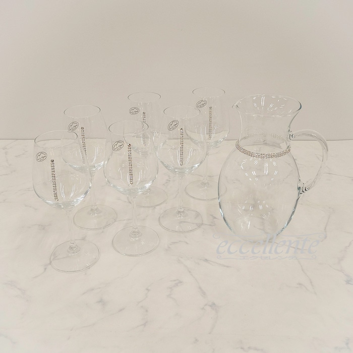 FA-100195SW イタリア製 カラフェ・ワイングラス6個セット・SW スワロフスキー