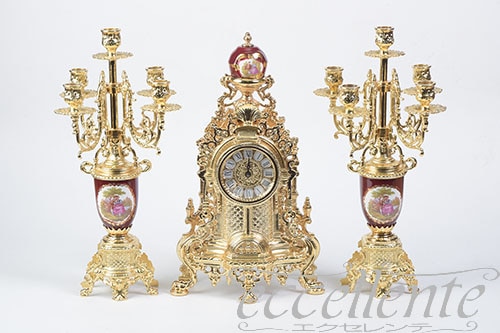 イタリア製 時計3点セット レッド大｜OB-421449