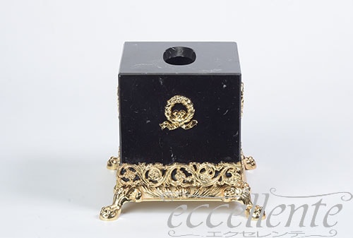 OB-304 イタリア製 ティッシュボックス　ブラック大理石／ゴールド Tissue box Black marble/Gold