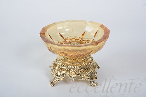 OB-017 イタリア製 アッシュトレイ　アンバー／ゴールド  Ashtray/Amber&Gold