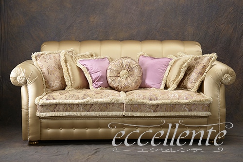 イタリア製 3シートソファ ゴールド  3Seat sofa Florence/Gold｜CS-FLOR3