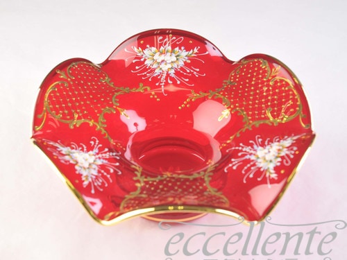 イタリア製 プレート レッド／ベネチャングラス｜Venetian Plate Red｜BI-2104PR