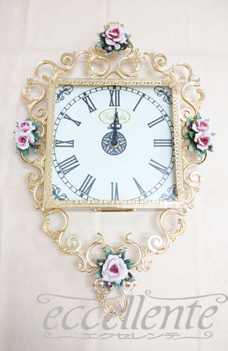 RP-LC02PL イタリア製 フラワー時計 ピンク角大