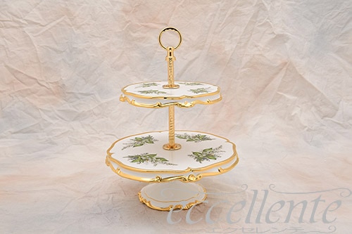 イタリア製 ケーキスタンド2段脚付 Mughetto|Cake Stand 2 tiers Crystal Mughetto|CB-920MUA2