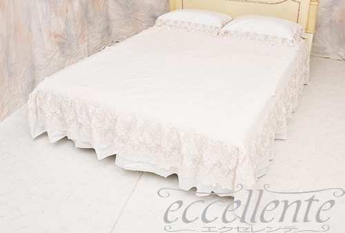 CH-B4762PP イタリア製 ベッドカバー3面 Provenza VP<br> Bedcover with ruffles on 3 sides / Provenza VP