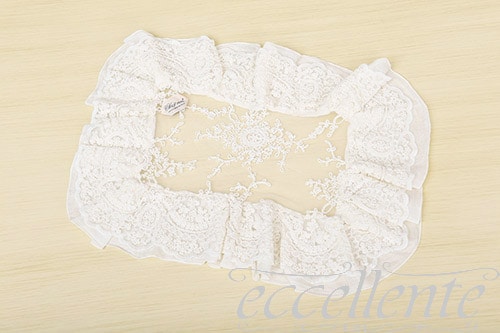 CH-L2334CI イタリア製 ランチョンマット 四角R レースフリル Corinzio IV<br>Place mat square shaped with lace ruffles / Corinzio IV