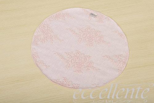 CH-L4837PP イタリア製 ランチョンマット 丸 総レース Provenza Pink<br>Place mat round shaped in full lace / Provenza Pink