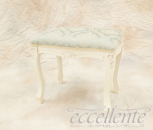 イタリア製 スツール アンティークホワイト仕上げ／Regal ブルー｜Stool Antique white/Regal blue｜GP-58WAF3BL