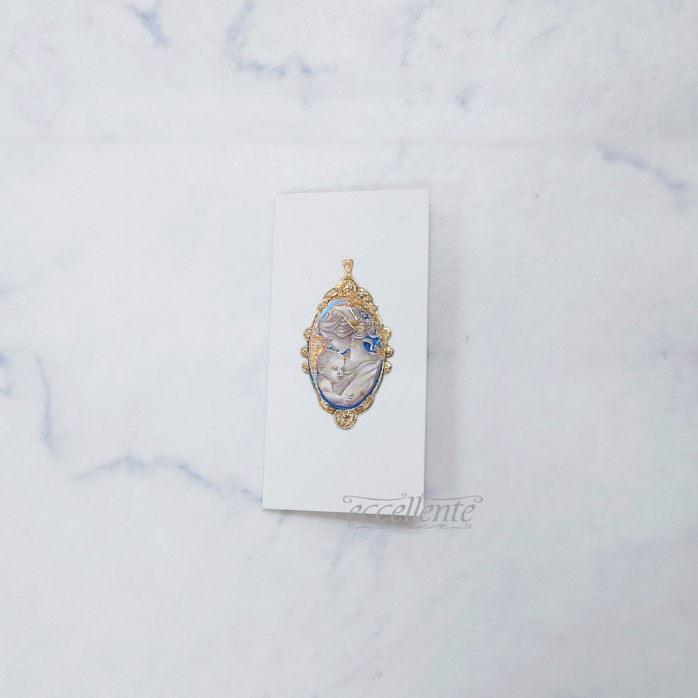 BB-41A252 イタリア製 ミニグリーティングカード ロケットペンダント青  Mini greeting card Locket pendant blue