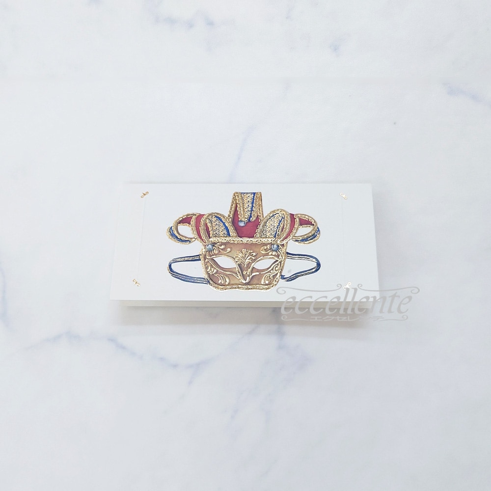 BB-43A337 イタリア製 ミニグリーティングカード マスケラ横　Mini greeting card Maschera horizontal