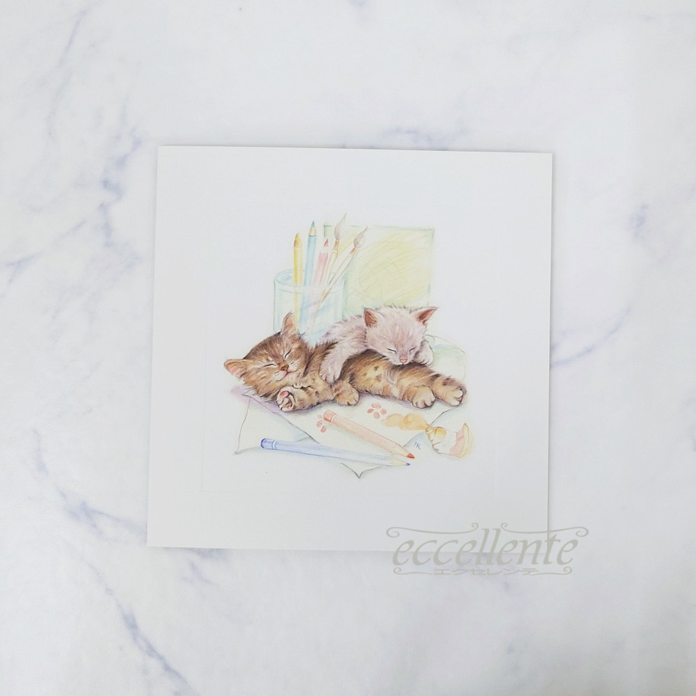 BB-G053ST イタリア製 グリーティングカード 2匹のネコ  Greeting card Two Kittens