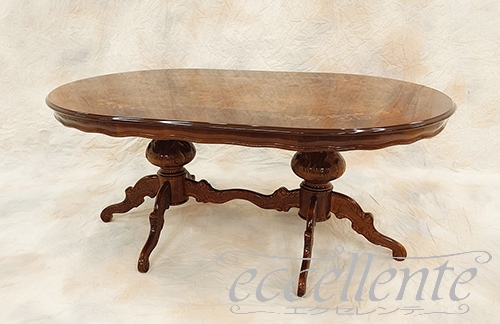 イタリア製ダイニングテーブル 175 象嵌 茶 Dining Table 175 Inlay