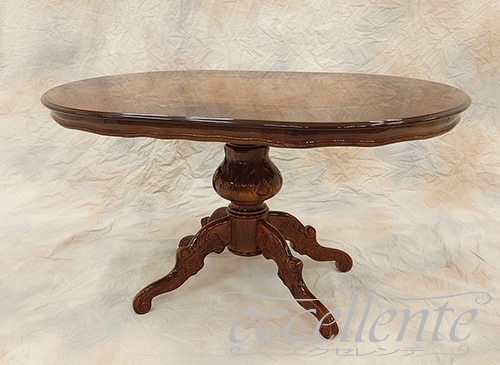 イタリア製ダイニングテーブル 135 象嵌 茶  Dining Table 135 Inlay Walnut Finish｜MS-910TIN