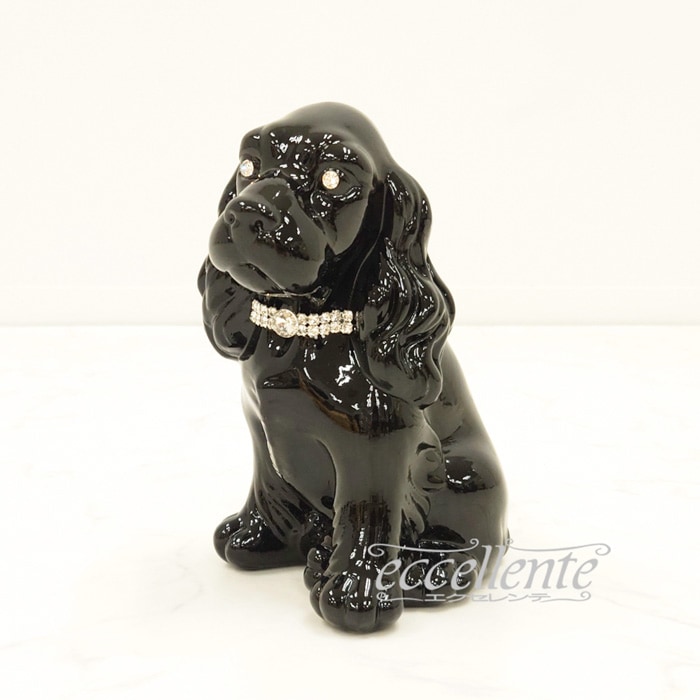 イタリア製　陶器　置物 VO-71187CNL イタリア製 陶製置物 コッカー black with collar