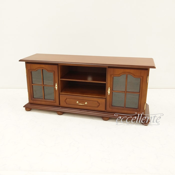 TV-2223NO イタリア製テレビボード 2グラスドア 茶 TV Board with 2 glass doors Walnut color