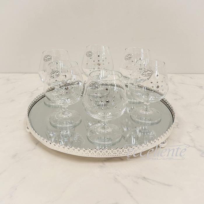 FA-100184BRSMU イタリア製 トレー丸+ブランデーグラス6個セット・MU