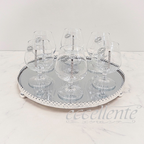 イタリア製 トレー丸+ブランデーグラス6個セット･SW｜FA-100184BRSSW
