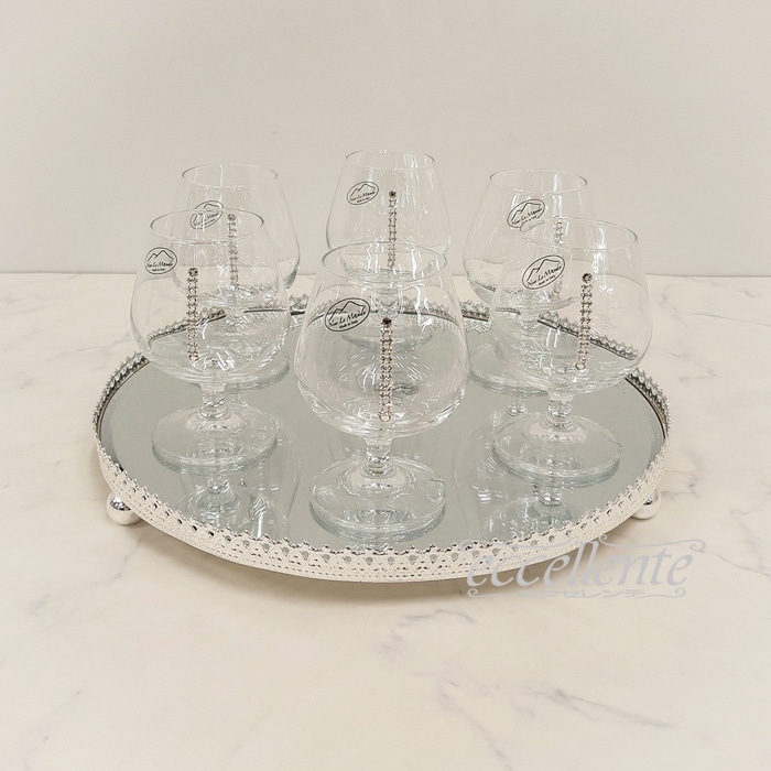 FA-100184BRSSW イタリア製 トレー丸+ブランデーグラス6個セット・SW