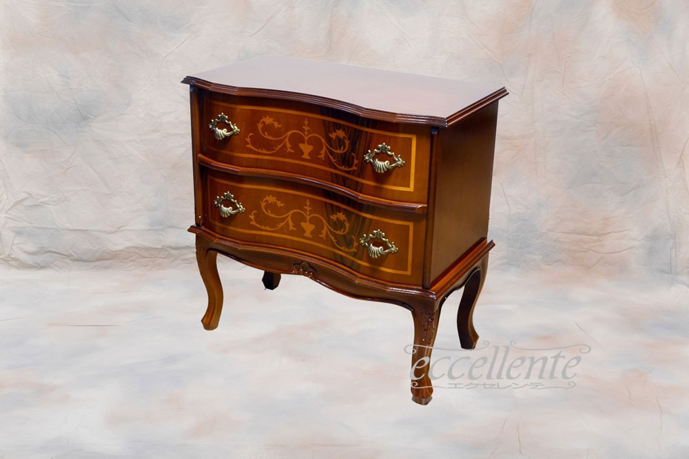 イタリア製2段チェス 象嵌｜TS-034/SPA/BR | イタリア家具、ヨーロッパ