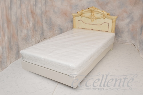 イタリア製 セミダブルベッド140 サラ アイボリー/布張りスプリングフレーム(マットレスサイズW140cm)｜SA-LET10AV-EI-SLSO140