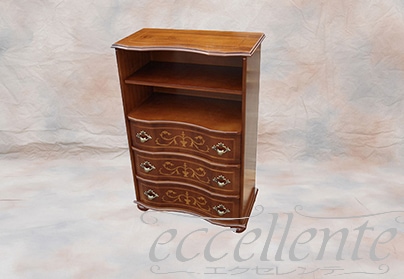 イタリア製3段丸脚オープンチェスト 象嵌｜TS-036/V/SPA-BR