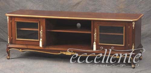 イタリア製 テレビボード 150 ウォールナット+ゴールド|TV Board 150 Walnut Finish with Gold|IE-5101NO