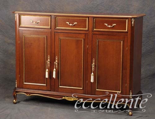 イタリア製 サイドボード ウォールナット+ゴールド|Sideboard/Walnut finish with gold|IE-5108IV