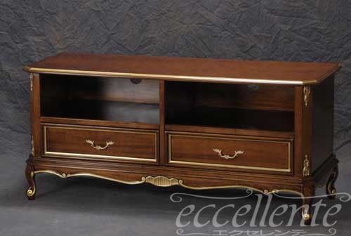 イタリア製 テレビボード 120 ウォールナット+ゴールド｜TV Board 120/Walnut finish with gold｜IE-5157NO