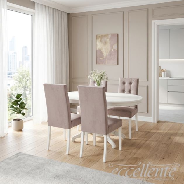 イタリア製 ダイニング5点セット 135 アイボリー DA｜Dining Set 135 Ivory DA｜MS910TLW-DASED01BI