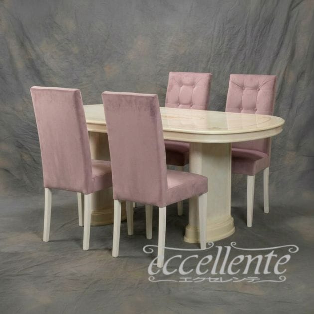 イタリア製 伸長式ダイニング5点セット ミレディ オーバル DA／アイボリー｜Dining Table Milady Oval/Ivory DA｜ML-TAV01AV