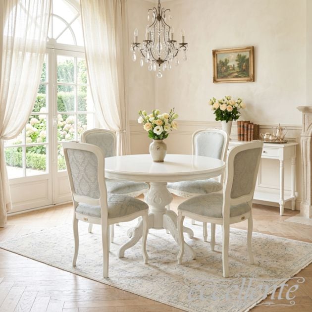 イタリア製 ダイニング5点セット ラウンド 110 アイボリー RB｜Round Table 110 Ivory RB｜MS9040LW-GP16-17WAF3B