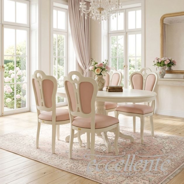イタリア製 ダイニング5点セット 135 アイボリー LP｜Dining Set 135 Ivory LP｜MS910TLW-GP18-19WL7P