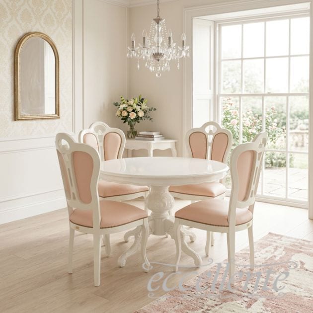 イタリア製 ダイニング5点セット ラウンド 110 アイボリー LP｜Round Table 110 Ivory LP｜MS9040LW-GP18-19WL7P