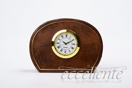 イタリア製 革製トラベルクロック スモールラウンド Habana｜Leather Travel Clock Small Round Habana｜VP-0475HB