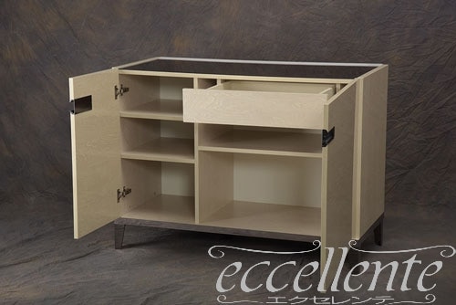 AB-BF201AV イタリア製 2ドアサイドボード アンブラ LED照明/ベージュ・ブラック<br>2door sideboard Ambra with LED light