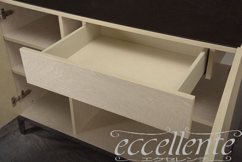 AB-BF201AV イタリア製 2ドアサイドボード アンブラ LED照明/ベージュ・ブラック<br>2door sideboard Ambra with LED light