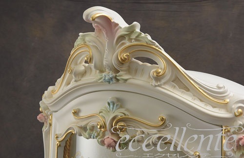 【シリック/Silik】SI-0507 イタリア製 1ドアグラスキャビネット アイボリー/ハンドペインティング