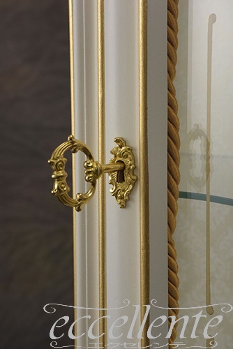 【シリック/Silik】SI-0507 イタリア製 1ドアグラスキャビネット アイボリー/ハンドペインティング