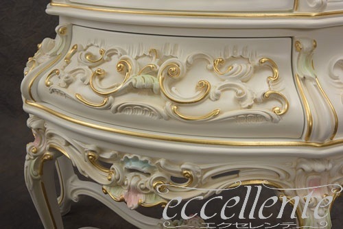 【シリック/Silik】SI-0507 イタリア製 1ドアグラスキャビネット アイボリー/ハンドペインティング